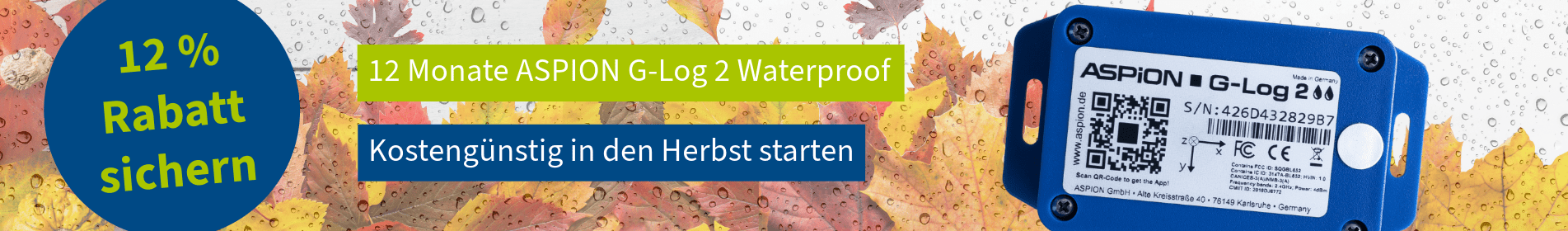 herbstaktion aspion g-log 2 waterproof, datenlogger schock, temperatur, luftfeuchtigkeit